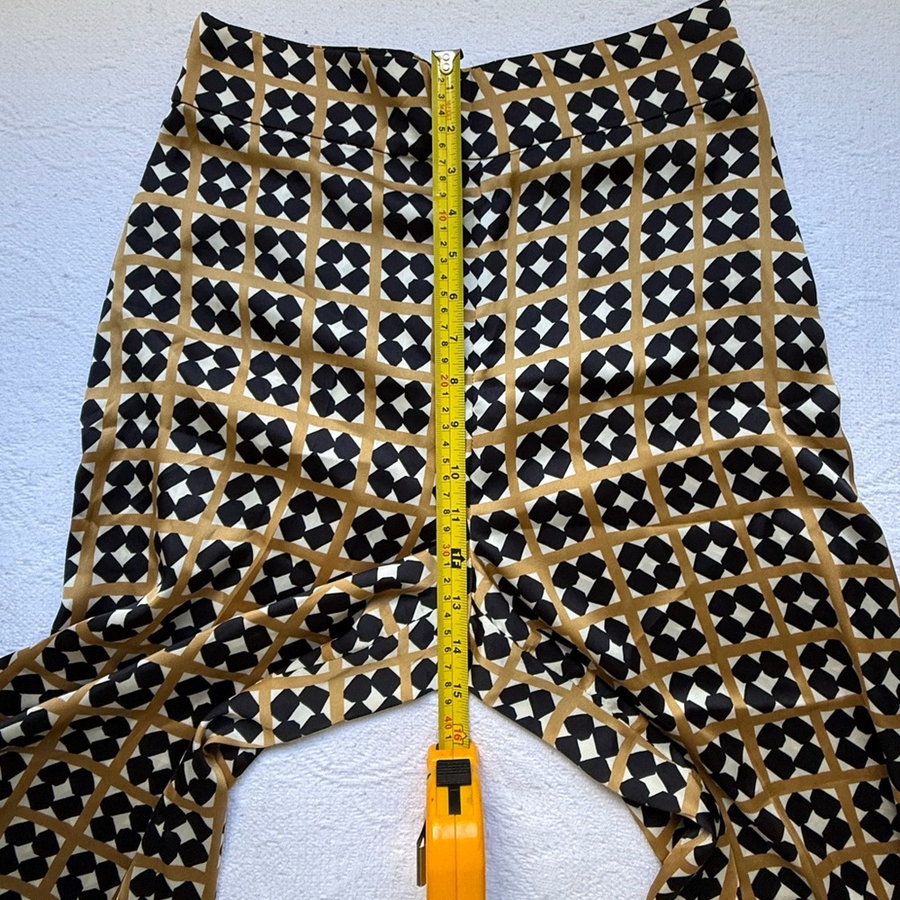 ZARA Printed Wide Leg Pants Geometric Camel & Black Side Zip Size M Boho - Picture 8 of 15